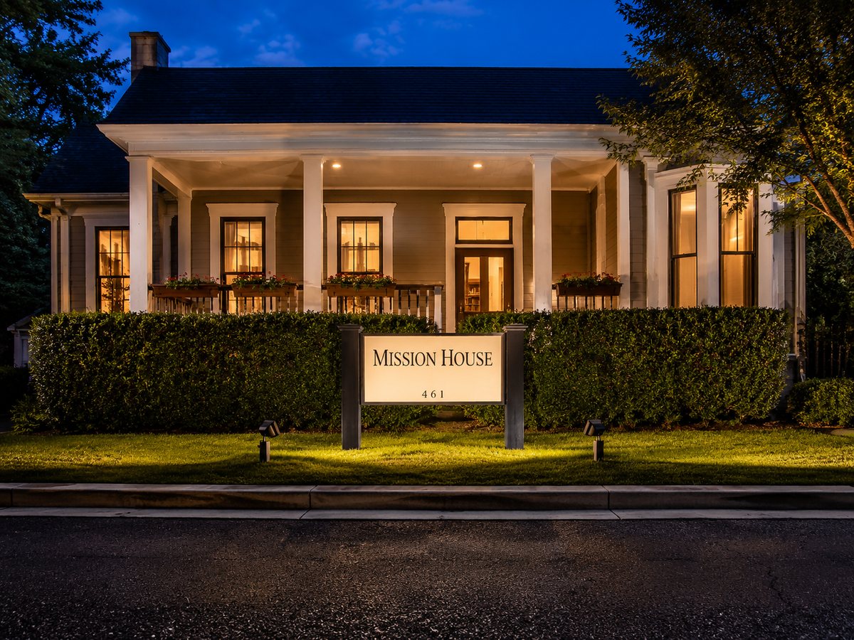 The front elevation from the street